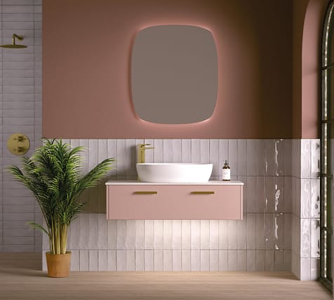 Contemporary pink blush tones in bathroom